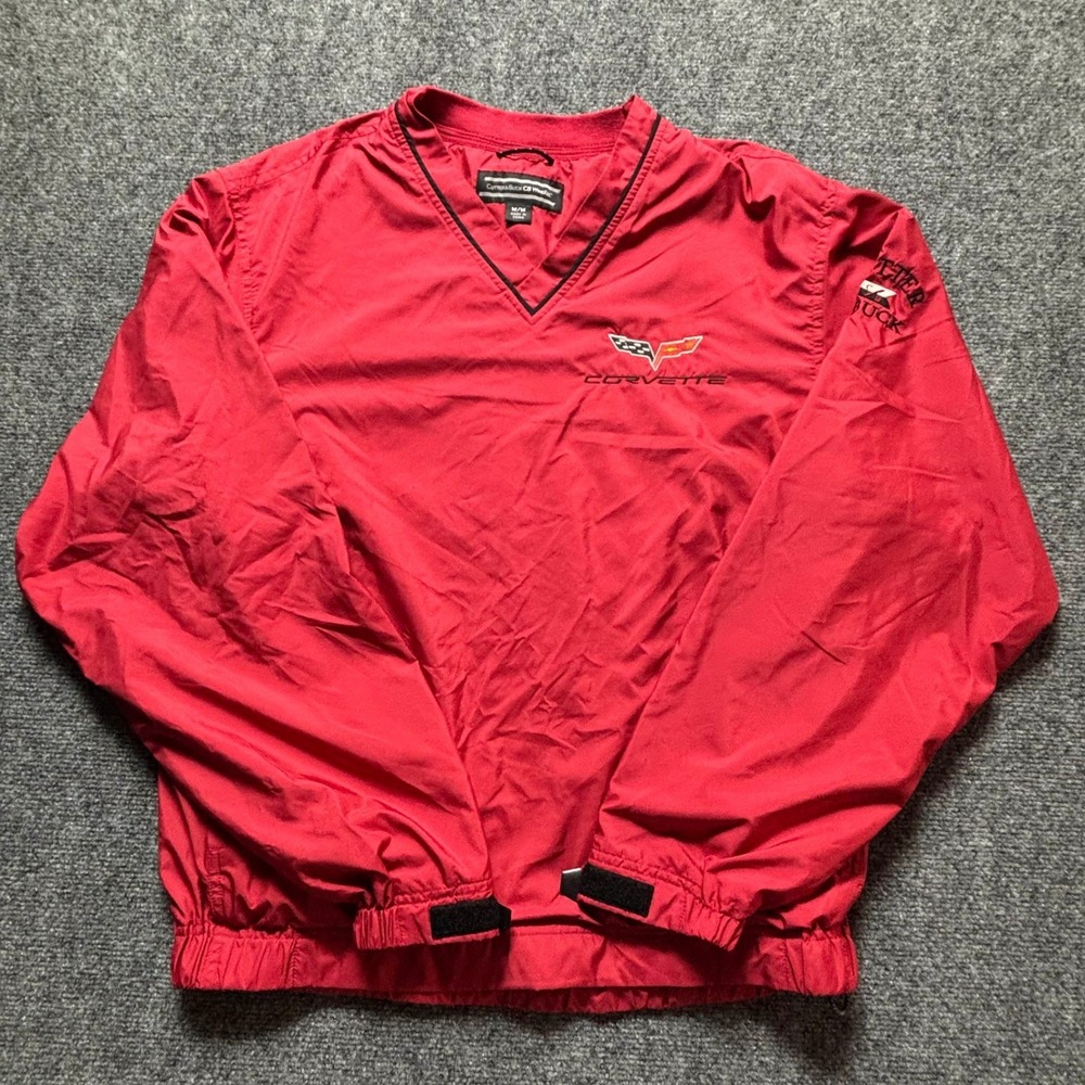 Corvette Windbreaker Jacket Mens Medium Red V-Neck CB WindTec Cutter & Buck